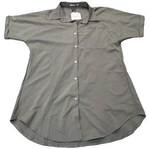 Cellabie NWT Button Down! Grey Women's Size L Short Sleeve Shirt!